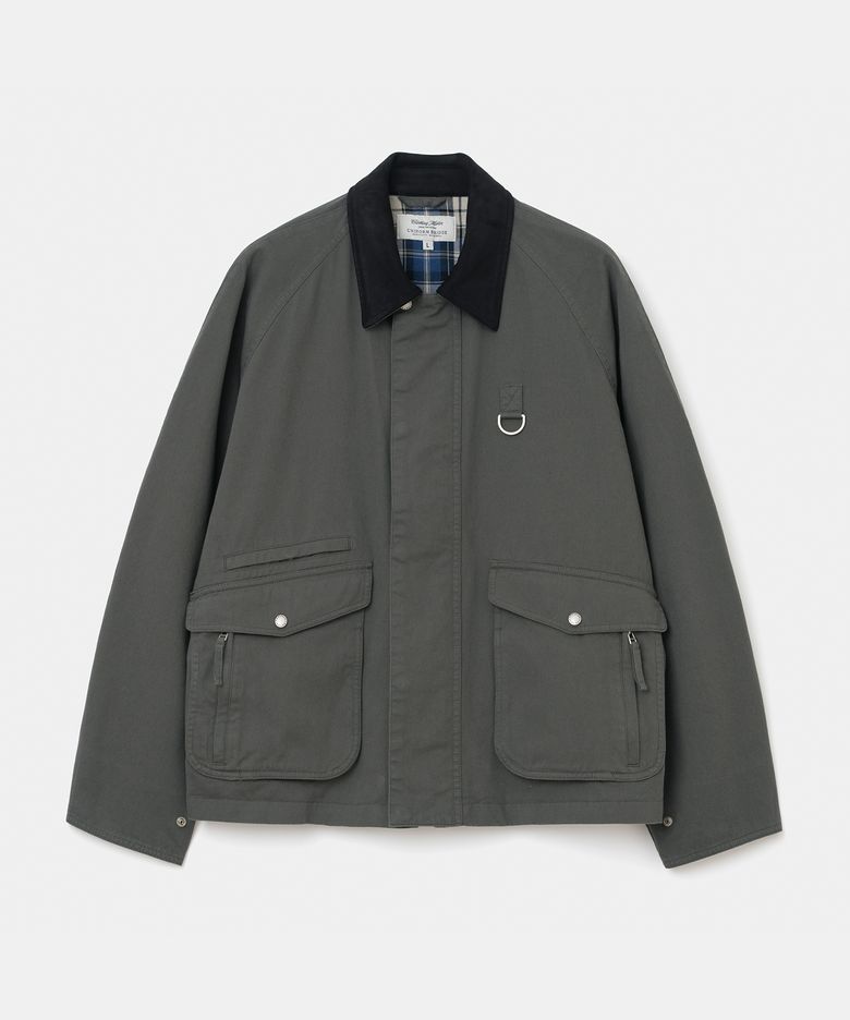 washed short hunting jacket charcoal