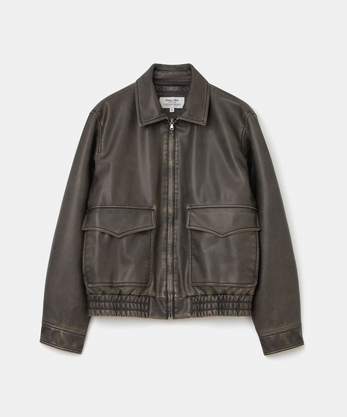 유니폼브릿지(UNIFORM BRIDGE) faux leather A-2 jacket brown