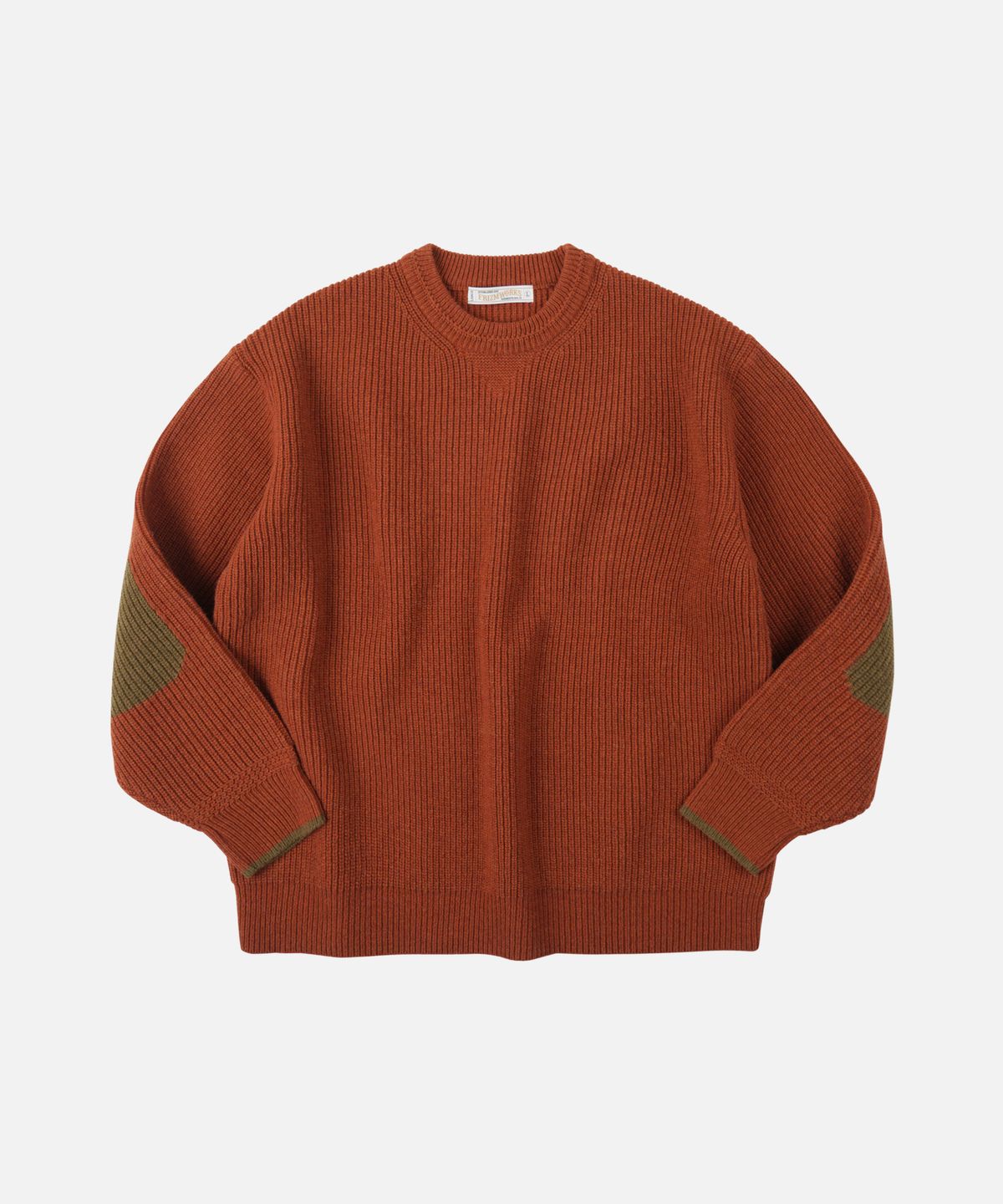 프리즘웍스(FRIZMWORKS) PATCH ROUND PULLOVER KNIT _ BRICK