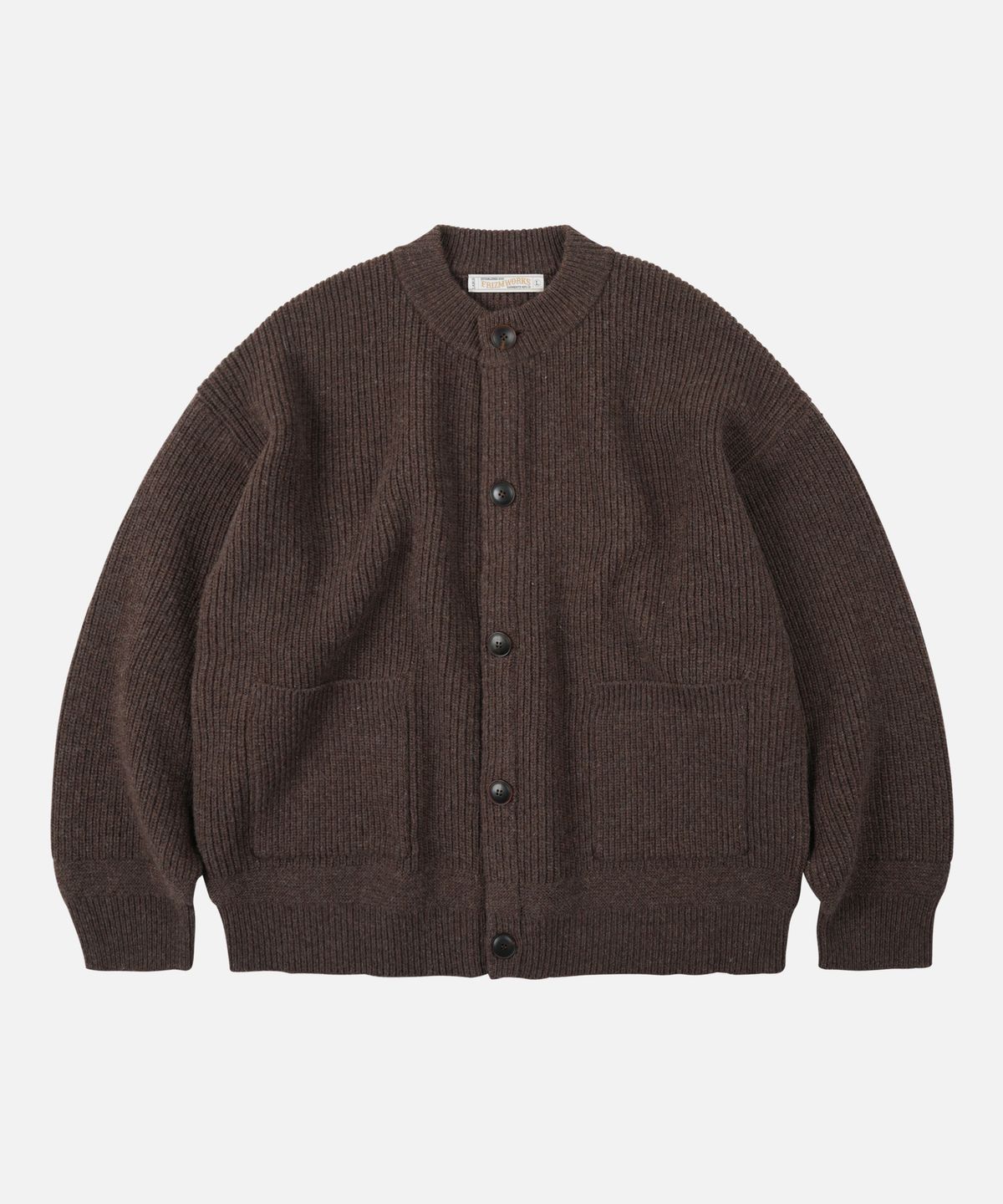 프리즘웍스(FRIZMWORKS) HEAVY WOOL ROUND CARDIGAN _ CHOCO BROWN