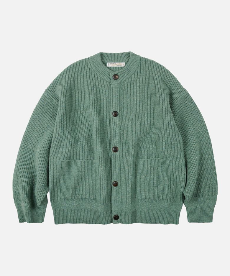 HEAVY WOOL ROUND CARDIGAN _ JADE GREEN