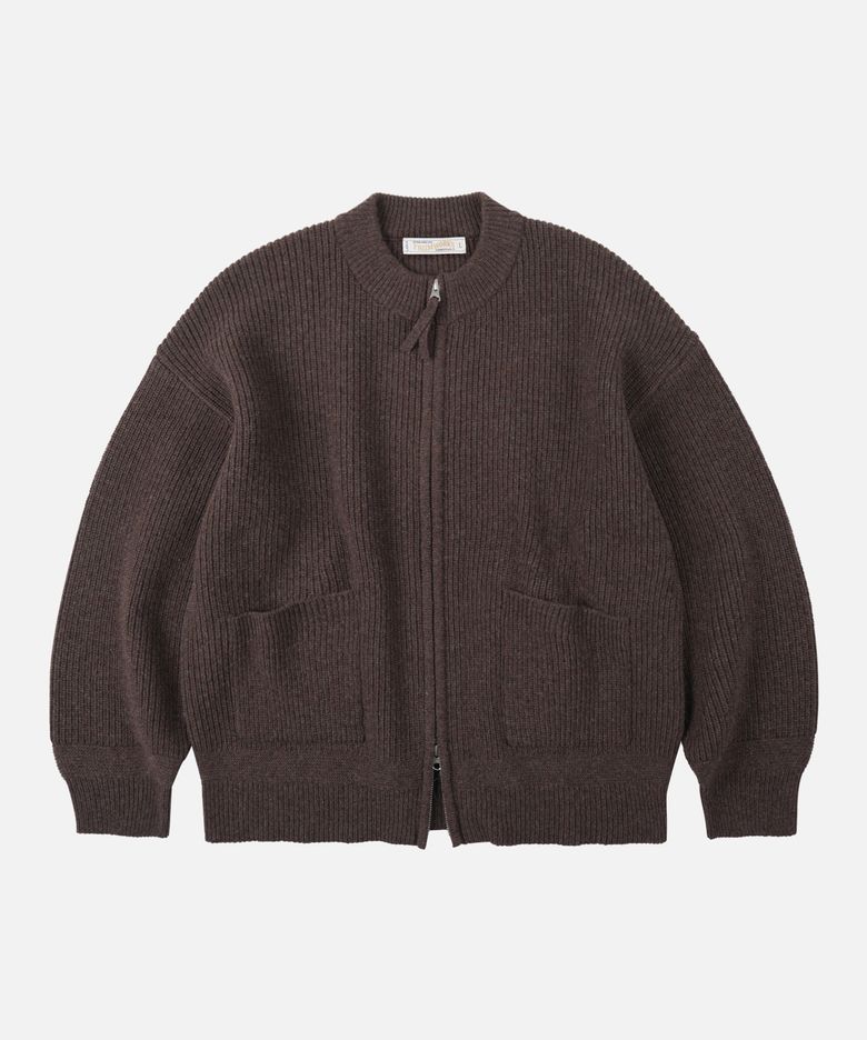 WOOL DECK ZIP UP CARDIGAN _ CHOCO BROWN