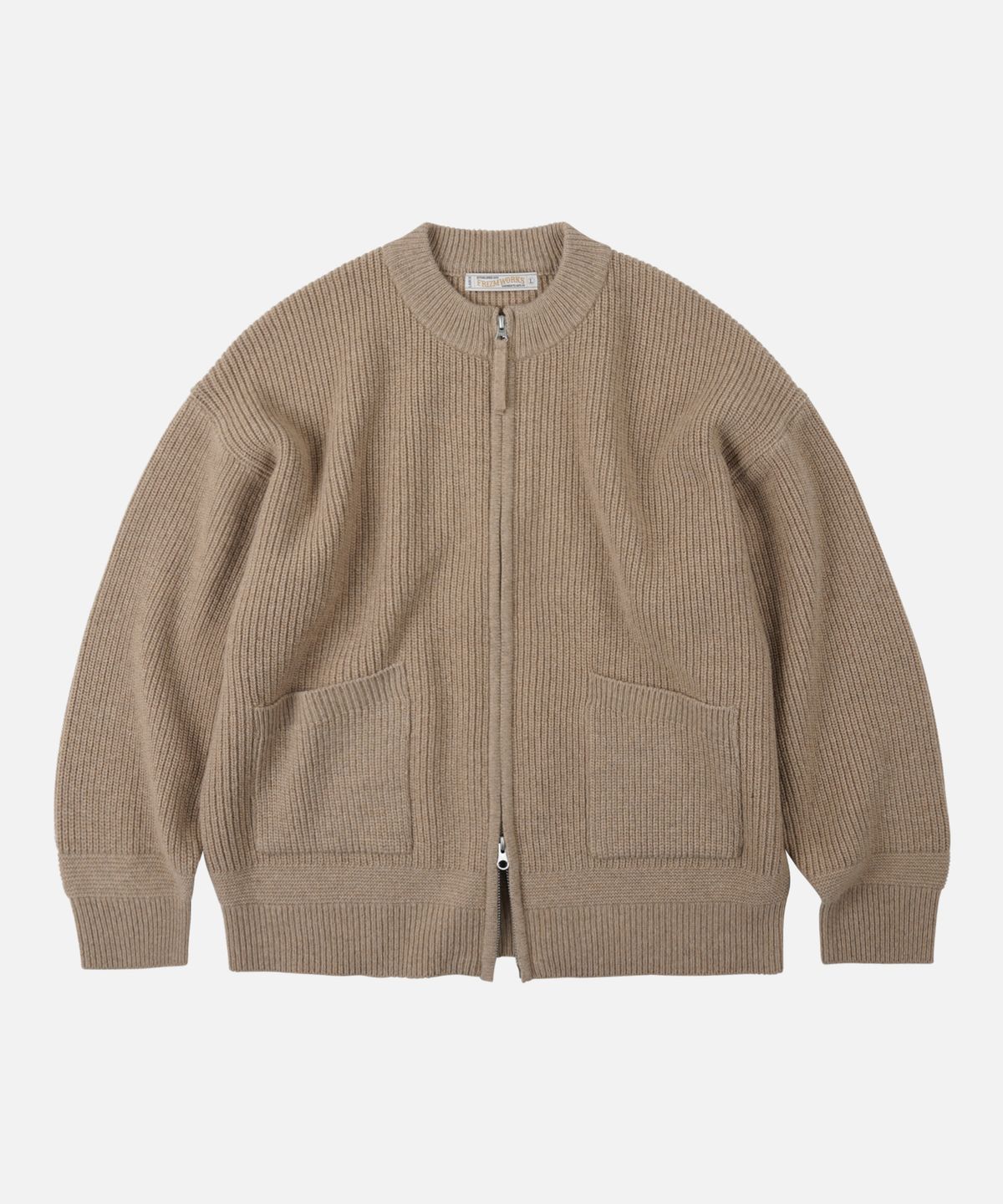 프리즘웍스(FRIZMWORKS) WOOL DECK ZIP UP CARDIGAN _ OATMEAL