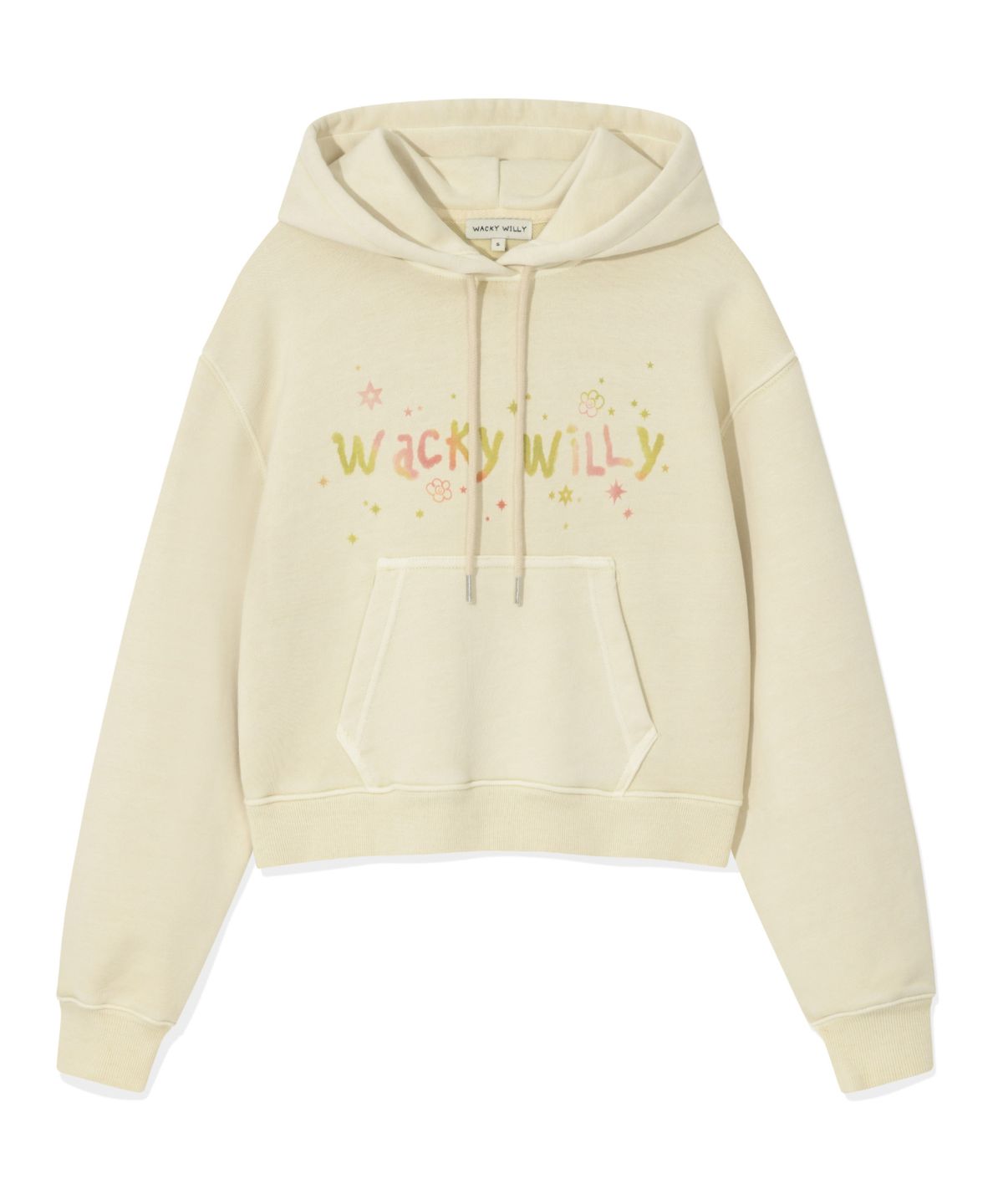 와키윌리(WACKY WILLY) 우먼스 스노우워싱 그래픽 크롭 후디 베이지
