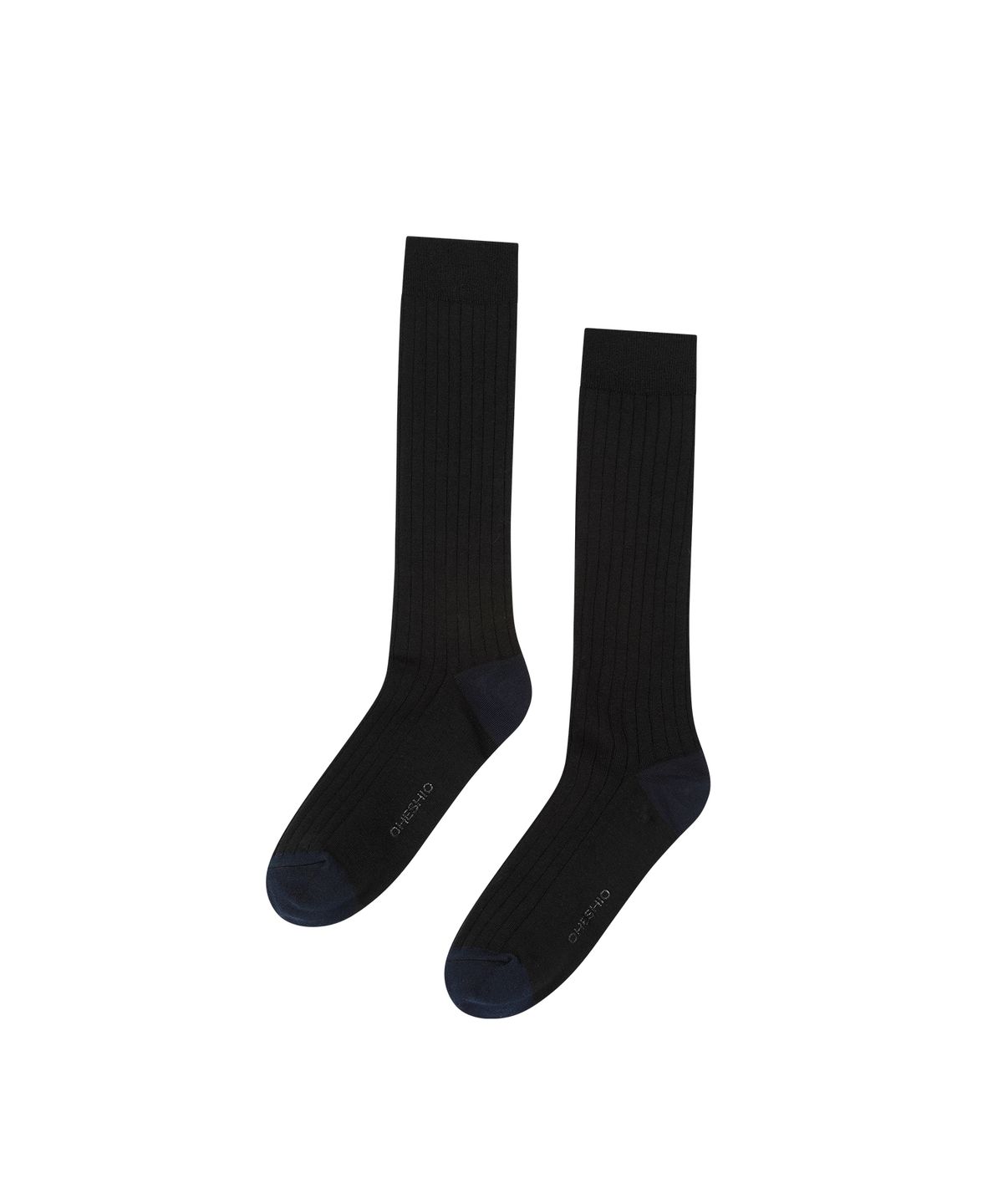오헤시오(OHESHIO) STRIPED RIB SOCKS, BLACK