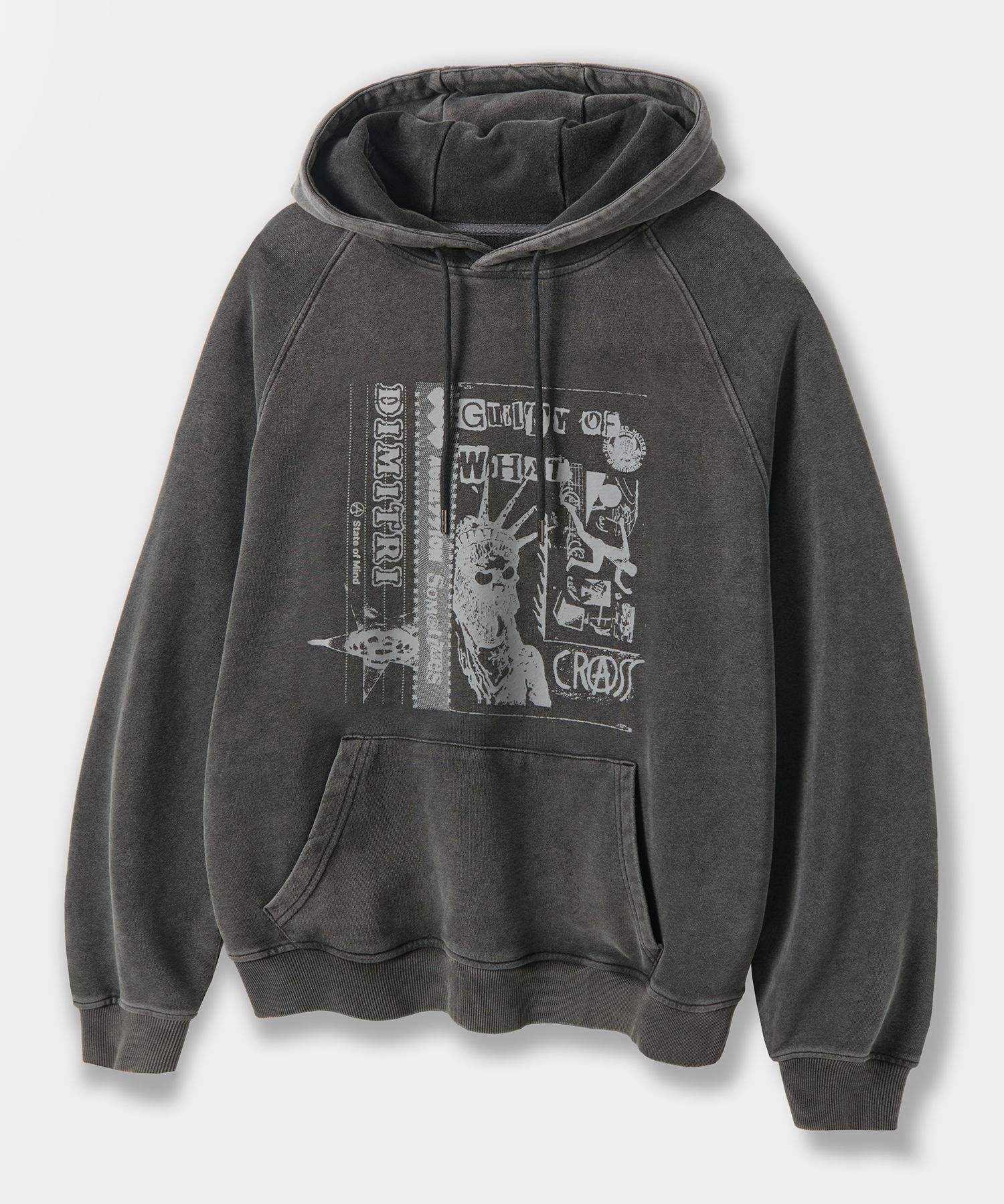 MUSINSA | DIMITRI BLACK Raglan Color Block Pigment Artwork Hoodie