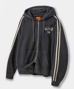 VLAD 2WAY 로고 트랙 후드 집업_피그먼트 차콜