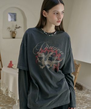 드레곤 레이어드 피그먼트 롱슬리브 스모크블랙