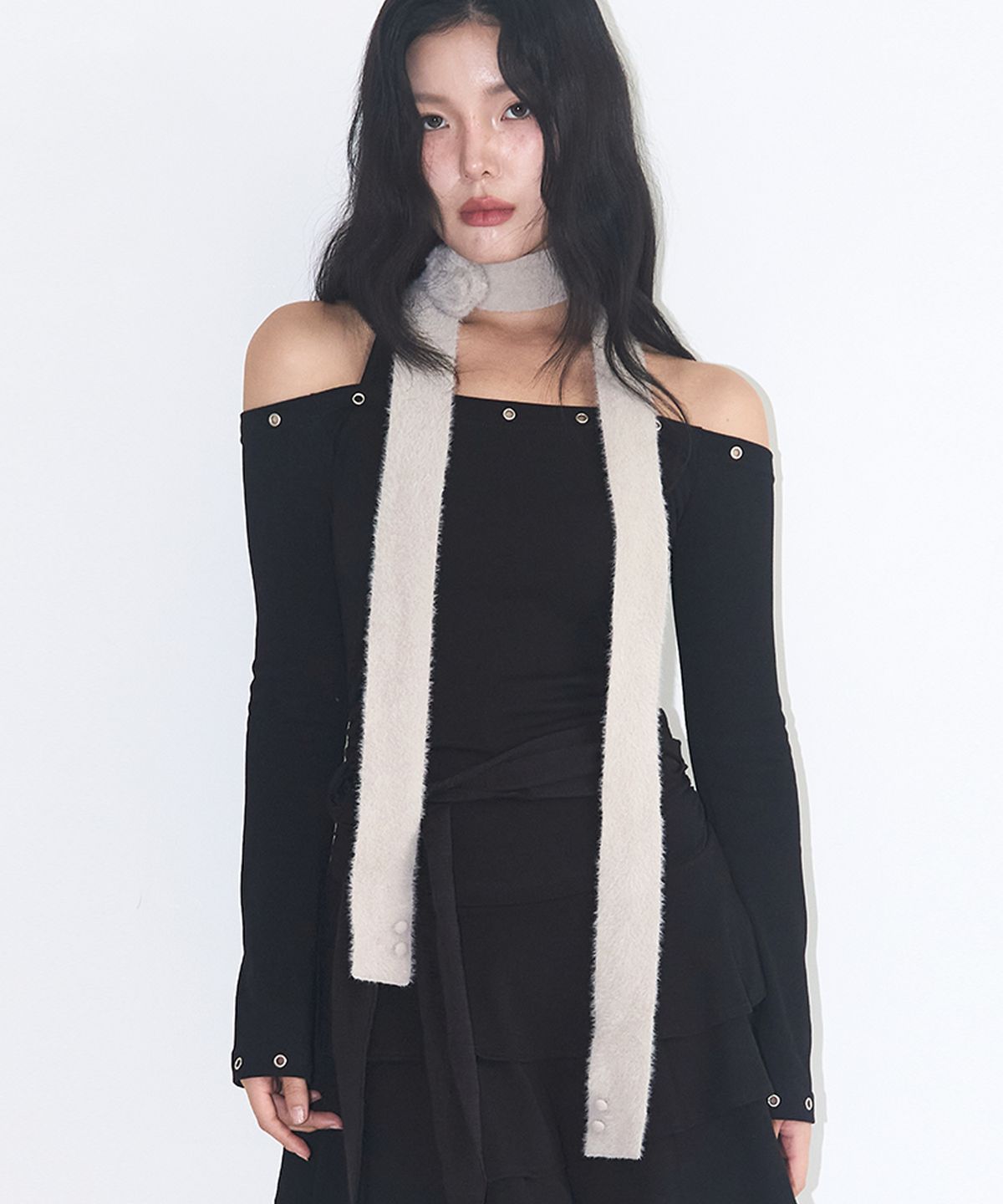 일리고(ILLIGO) 플레르 앙고라 머플러 그레이