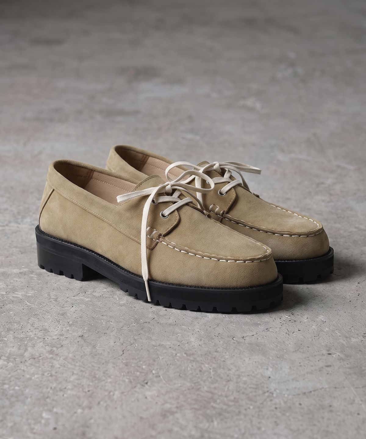 피렌체 아뜨리에(FIRENZE ATELIER) [비브람] 스탠다드 캐주얼솔 보트슈즈 5099 [ASH BEIGE SUEDE]
