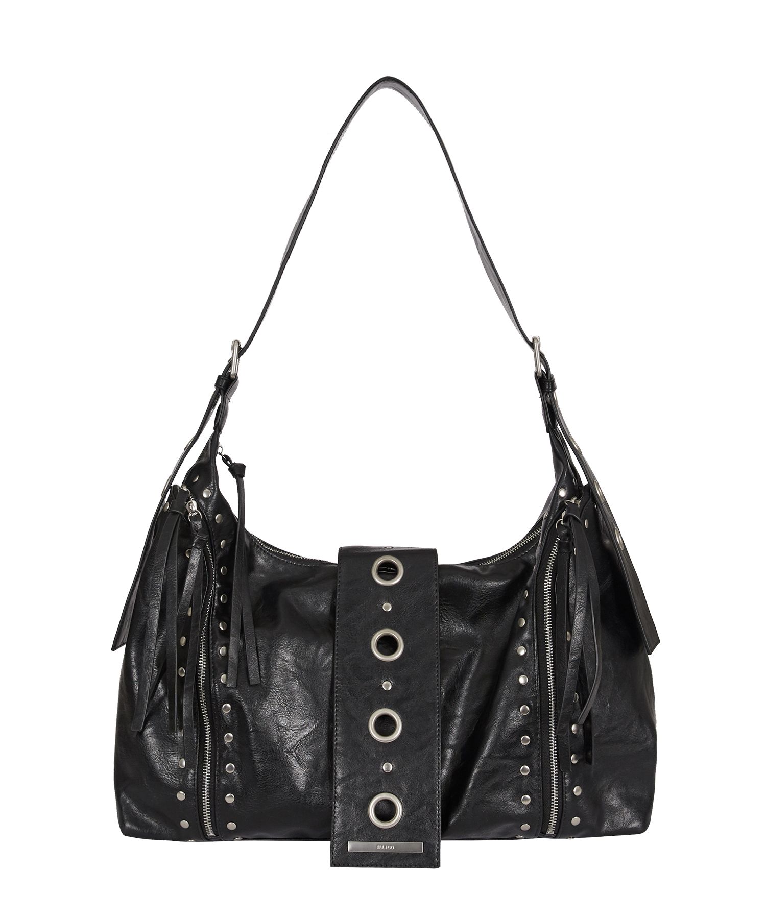 MUSINSA | ILLIGO Leaf Eyelet Big Shoulder Bag Black