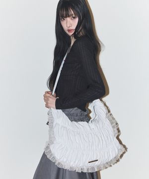 프릴 버블 빅 크로스 백 화이트