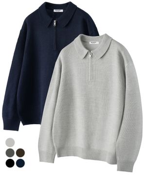 오버핏 하프집업 카라 하찌 니트 5Color