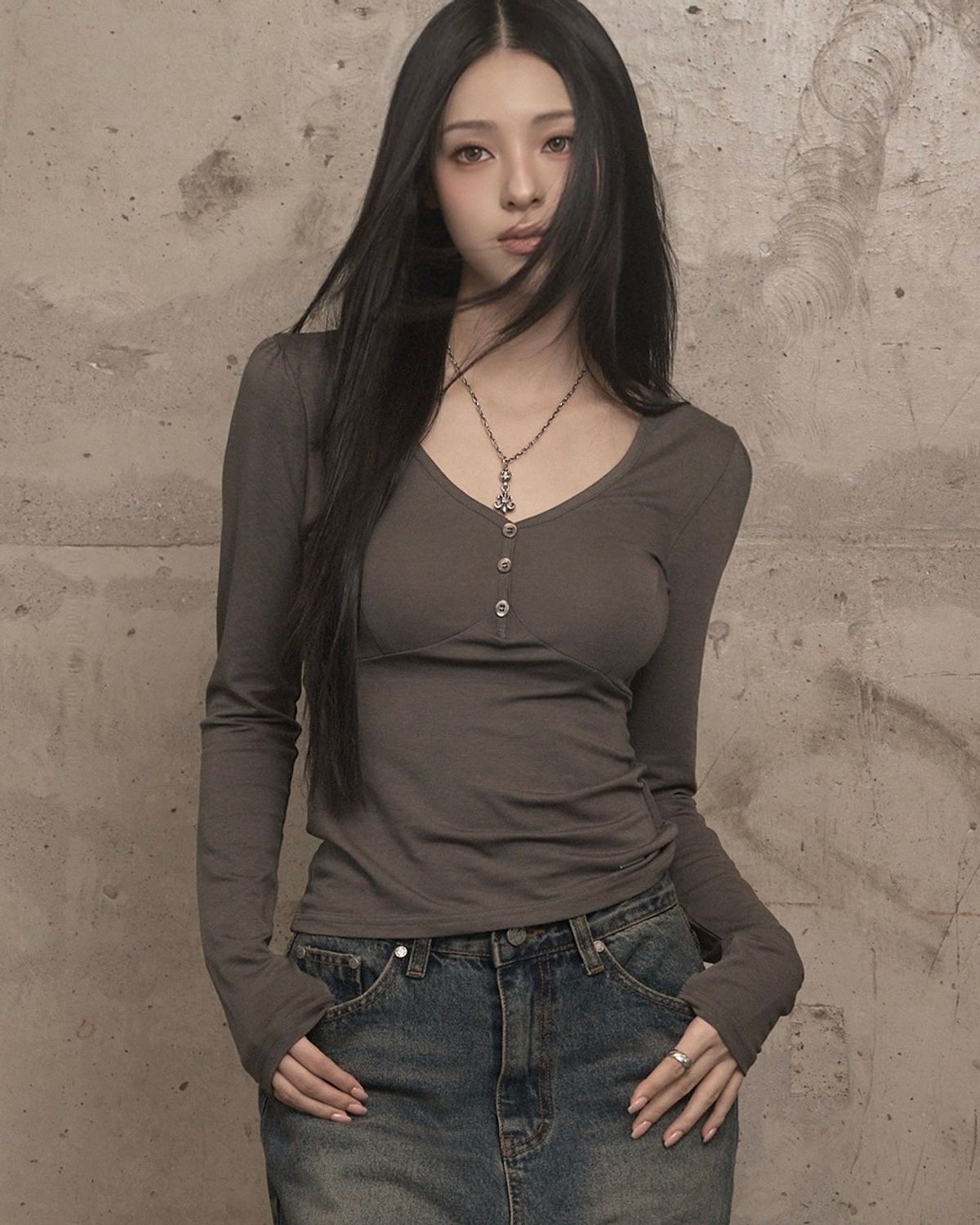 카키포인트(KHAKIPOINT) Puff Long Sleeve (charcoal)