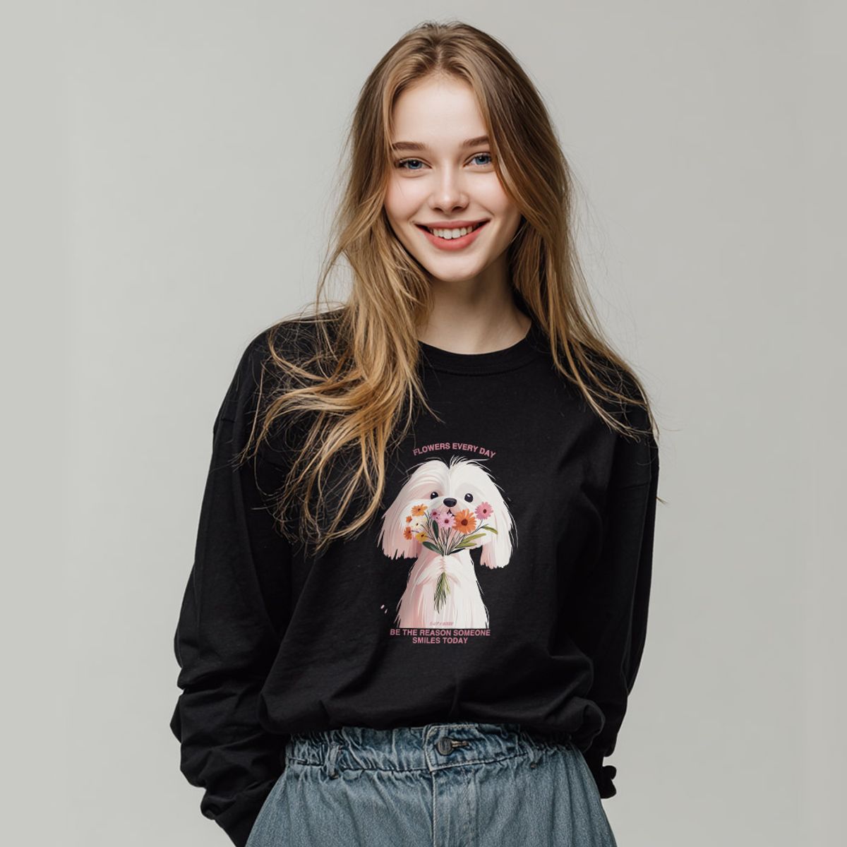 원헌드레드퍼센트 포 우먼(ONEHUNDREDPERCENT FOR WOMAN) OHPxGOODD 행복배달 베이직 긴팔티셔츠
