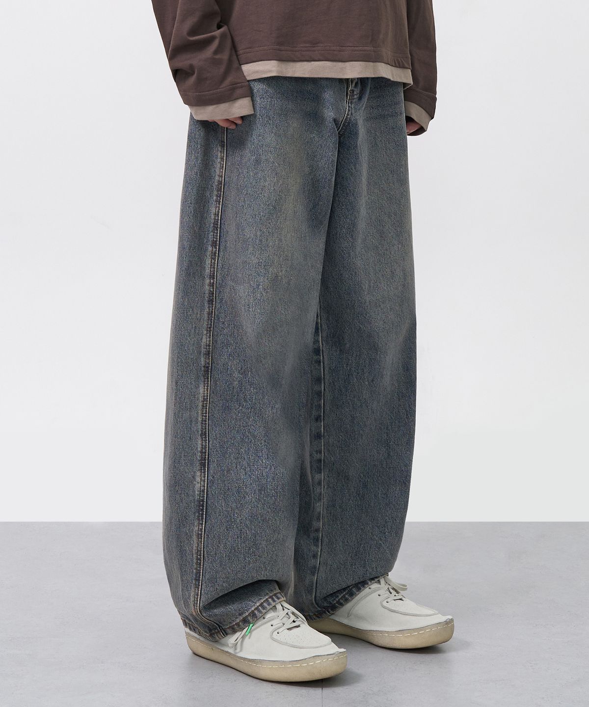 엑스컨테이너(EXCONTAINER) 딥 커브드 데님 팬츠 (MEDIUM INDIGO)