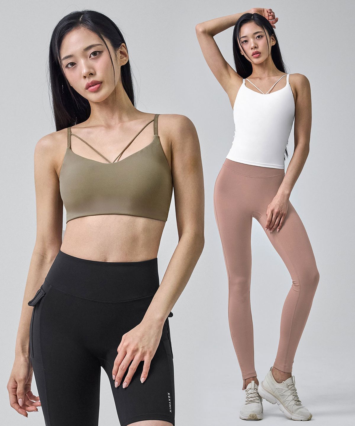 젝시믹스(XEXYMIX) [2PACK] 블랙라벨 시그니처 파워라이즈 스트링 브라탑 XFK3BR1522_XFK3BL1510