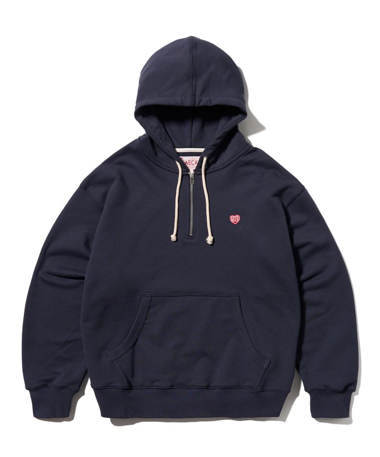 AECA LOVE HALF ZIP UP HOODIE-NAVY