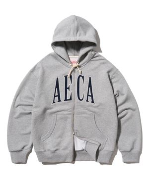 AECA APPLIQUE ZIP UP HOODIE-GREY