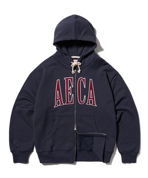 AECA APPLIQUE ZIP UP HOODIE-NAVY