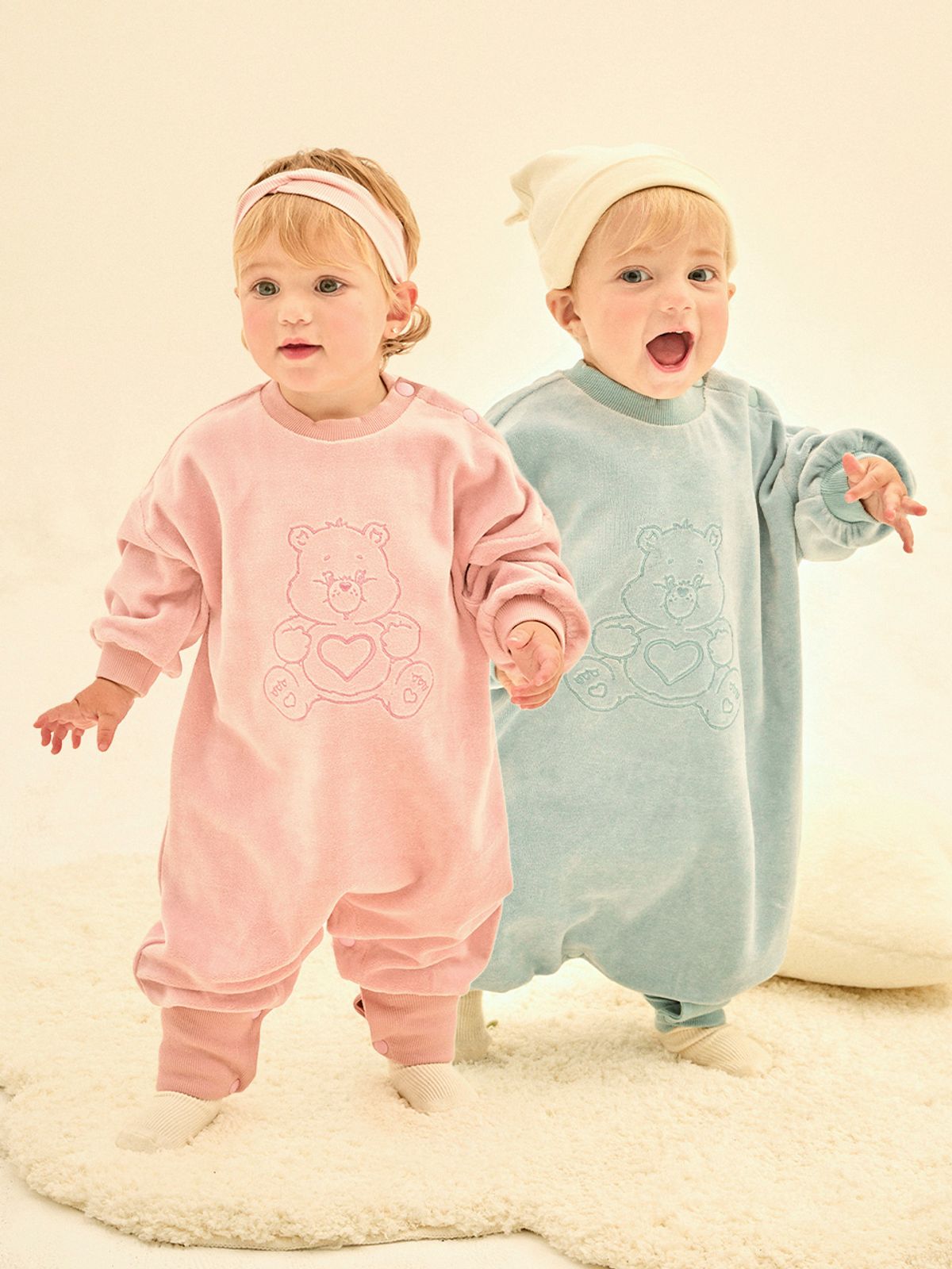 케어베어(CAREBEARS) 텐더하트베어 귀욤 벨로아 유아바디수트