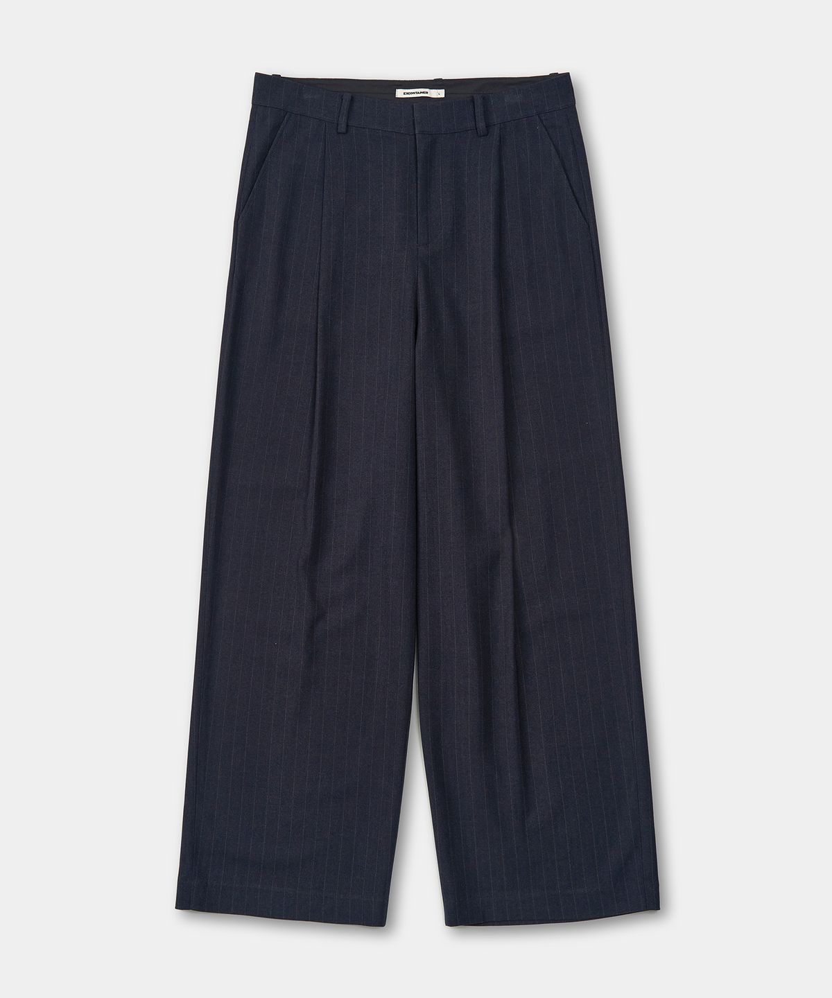 엑스컨테이너(EXCONTAINER) 클래식 원턱 핀 스트라이프 트라우저 (NAVY)
