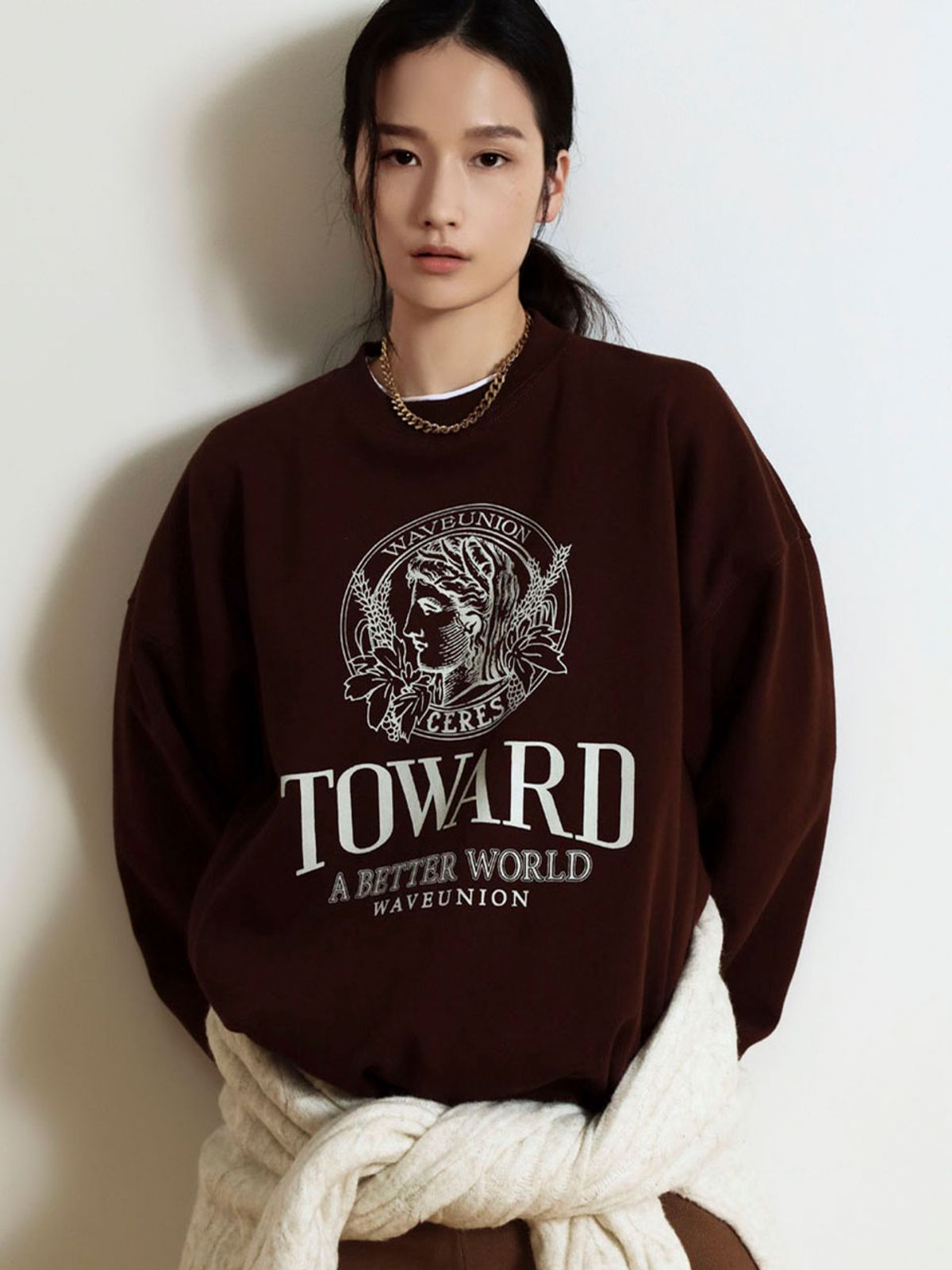 웨이브유니온(WAVE UNION) Toward Sweatshirt brown