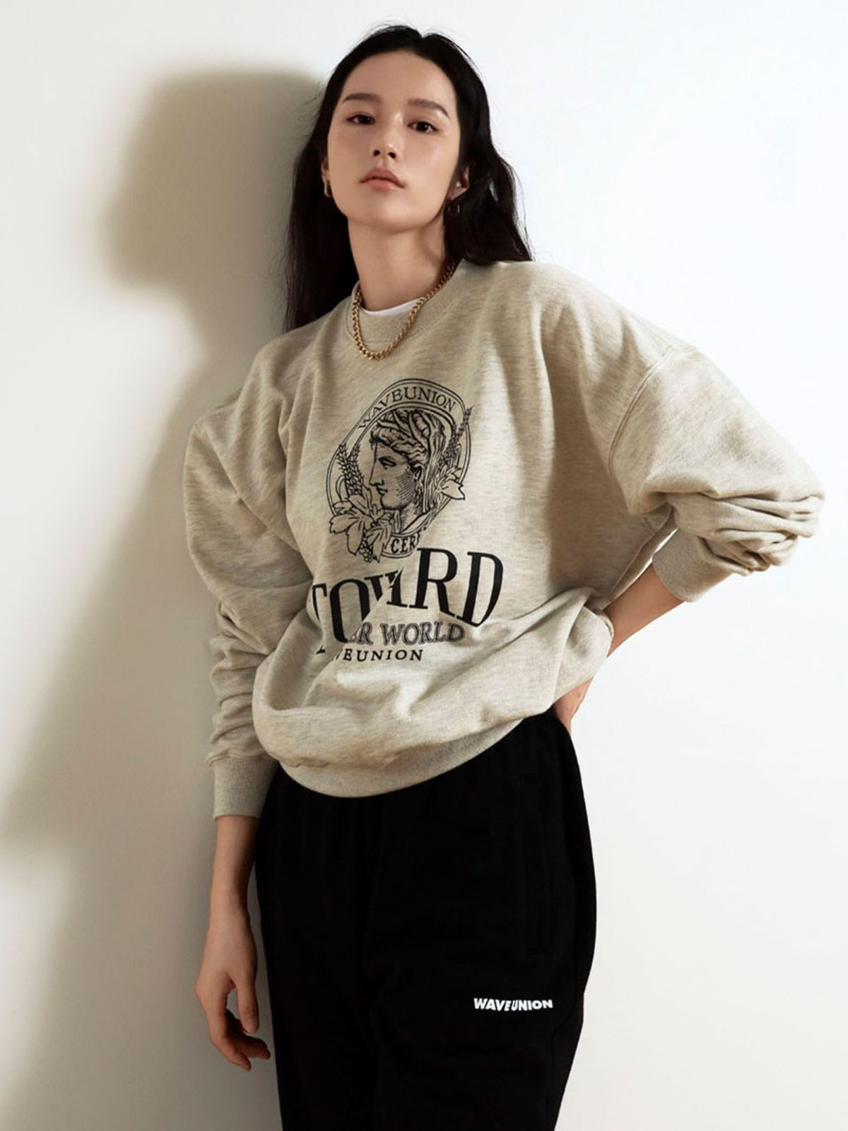 웨이브유니온(WAVE UNION) Toward Sweatshirt heather oatmeal