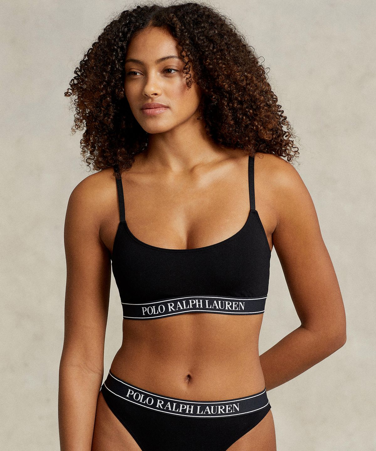 폴로 랄프로렌 이너웨어(POLO RALPH LAUREN INNERWEAR) 스쿠프 브라렛 블랙 4P1004