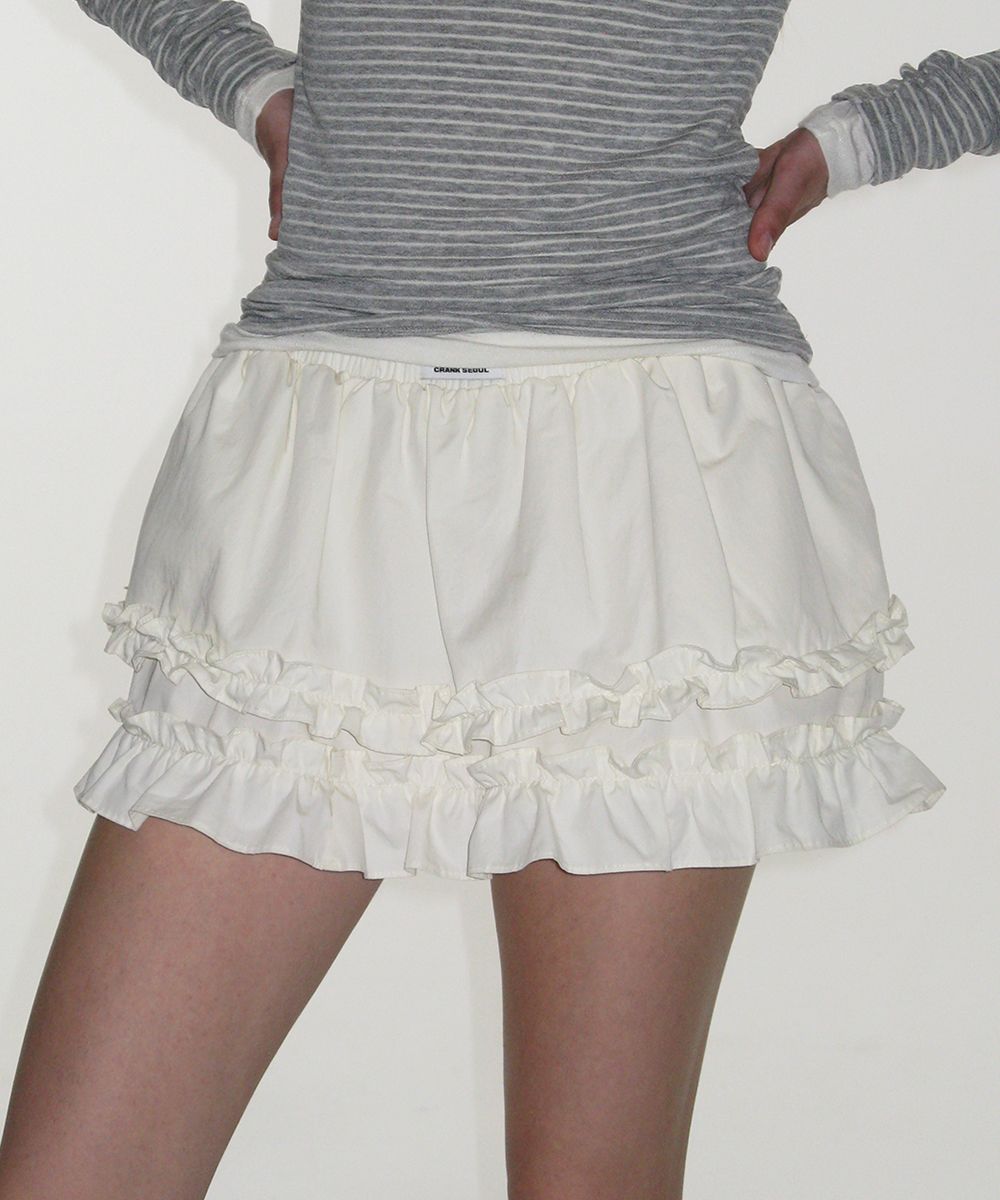 MUSINSA公式 | CRANK フリルレイヤードミニスカート_クリーム