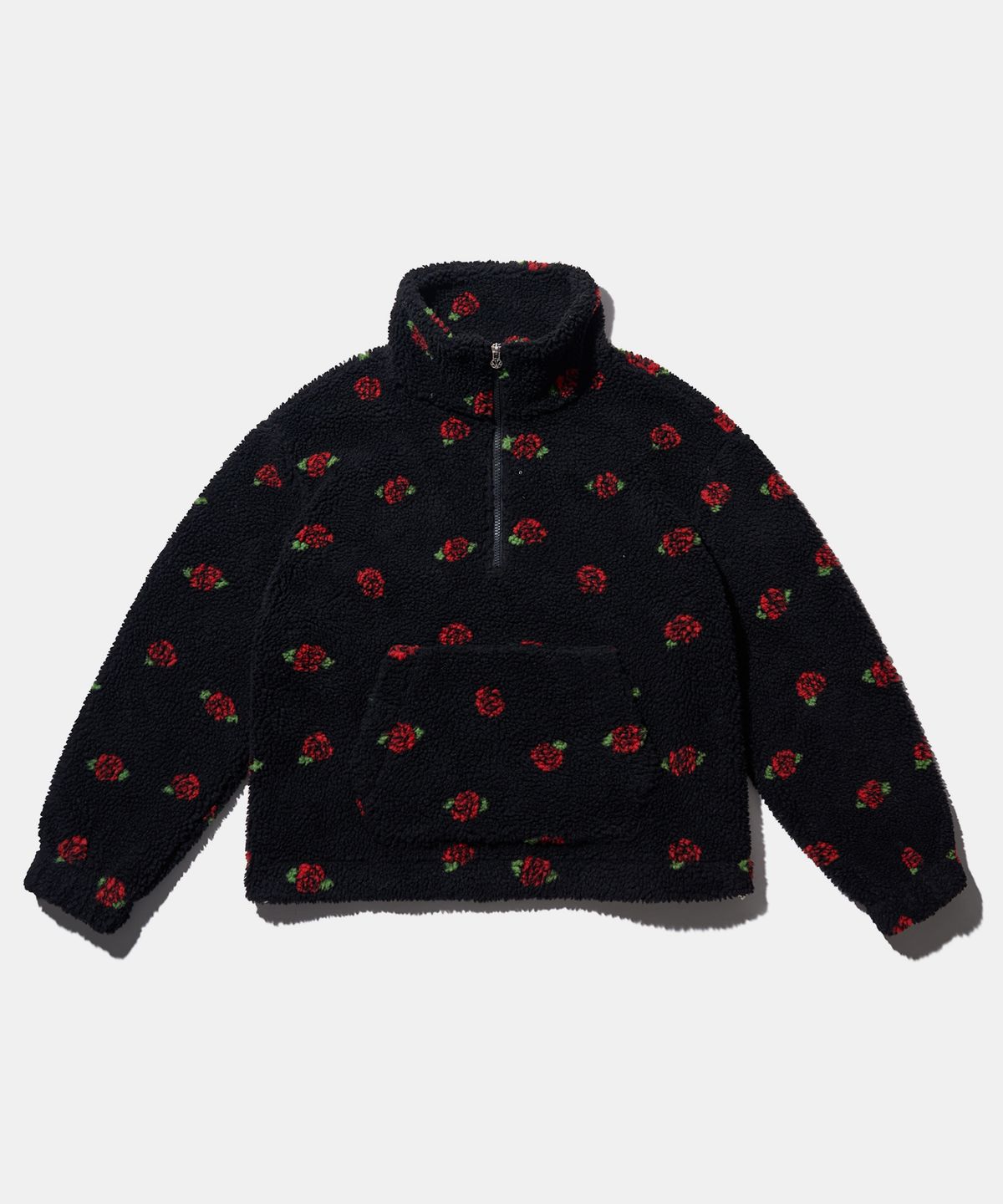 유희(YOUHEE) ROSE PATTERN FLEECE ANORAK BLACK
