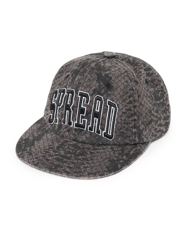 SNAKE PATTERN SQUARE VISOR CAP - BLACK