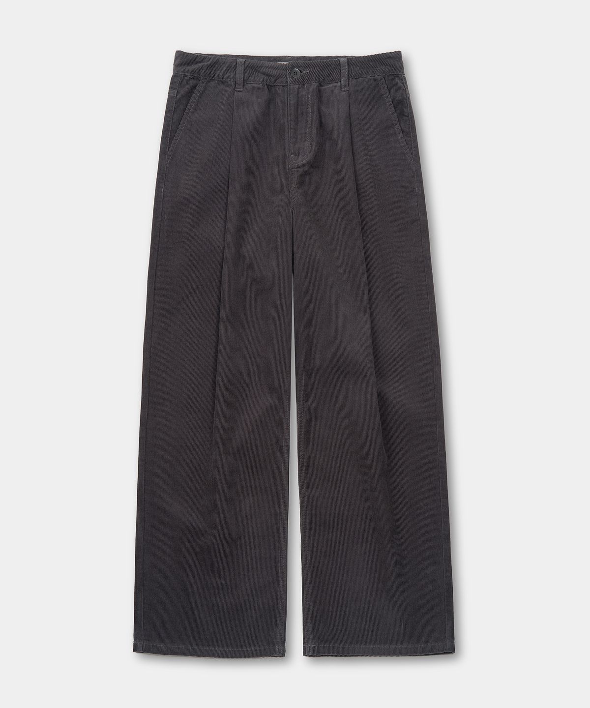 엑스컨테이너(EXCONTAINER) 원턱 와이드 코듀로이 팬츠 (CHARCOAL)