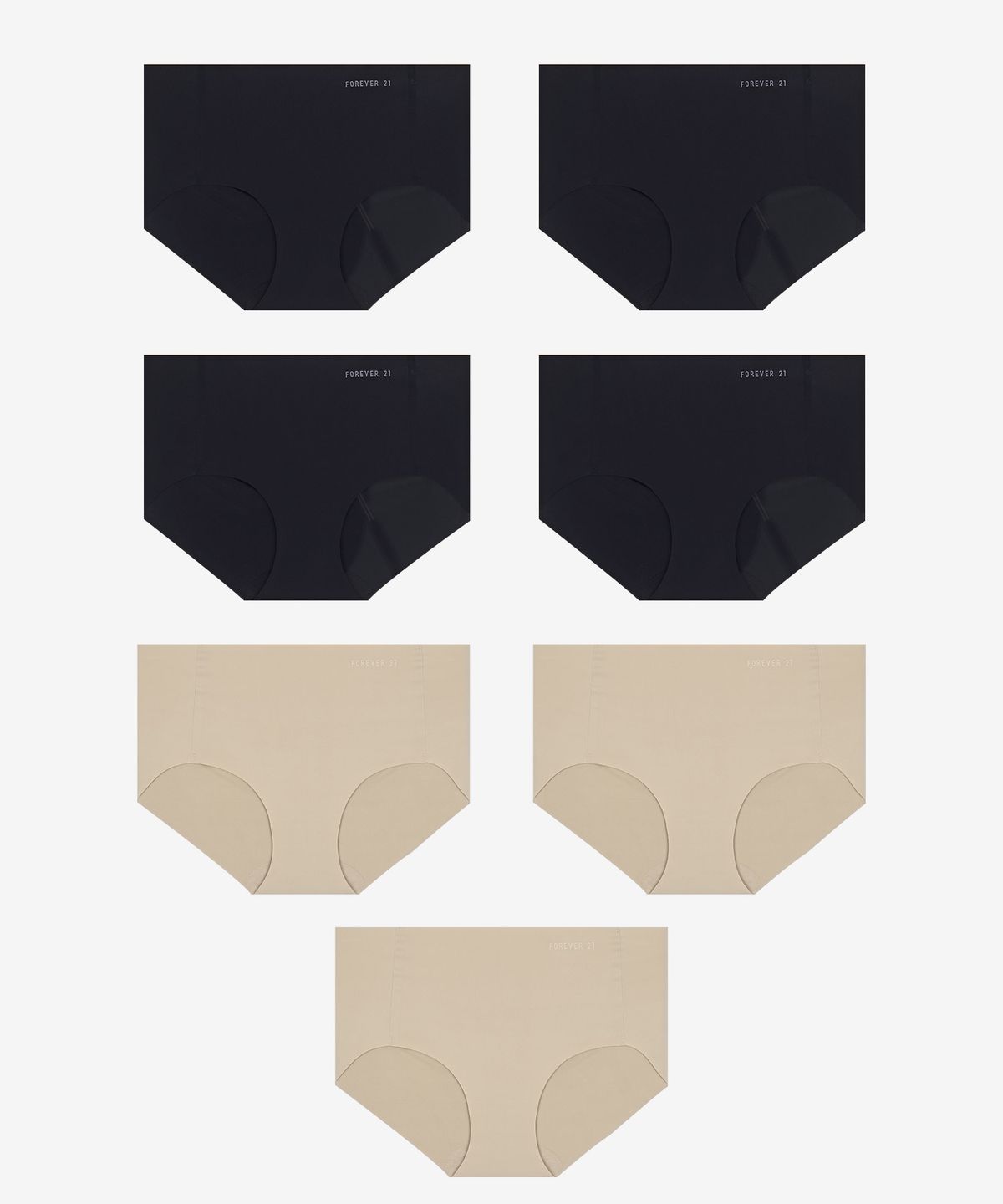 포에버21언더웨어(FOREVER21UNDERWEAR) [7PACK] 여성 베이직 프리컷 퓨징 팬티 블랙+베이지