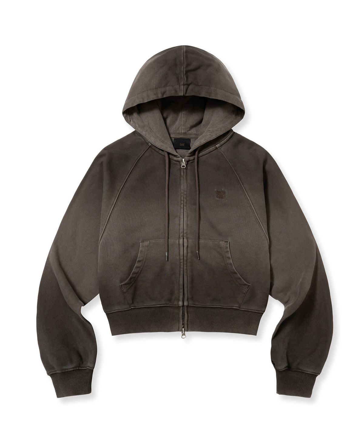 브라운브레스(BROWNBREATH) W BROKEN TAG DIRTY CROP HOOD ZIP UP - BROWN