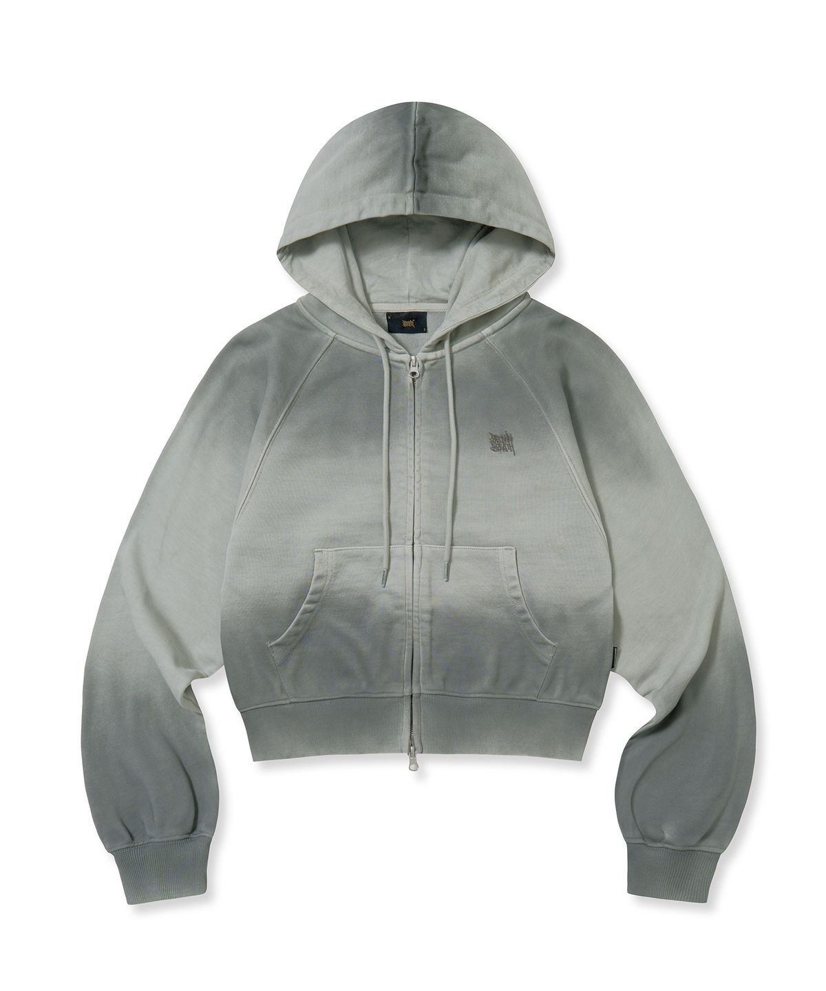 브라운브레스(BROWNBREATH) W BROKEN TAG DIRTY CROP HOOD ZIP UP - GREY