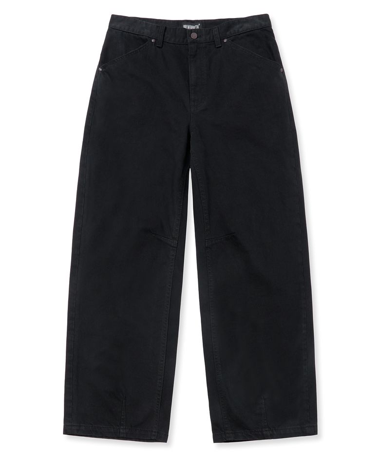 CURVED DENIM PANTS - BLACK