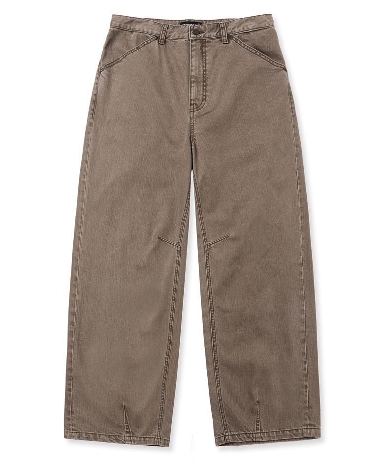 CURVED DENIM PANTS - BEIGE