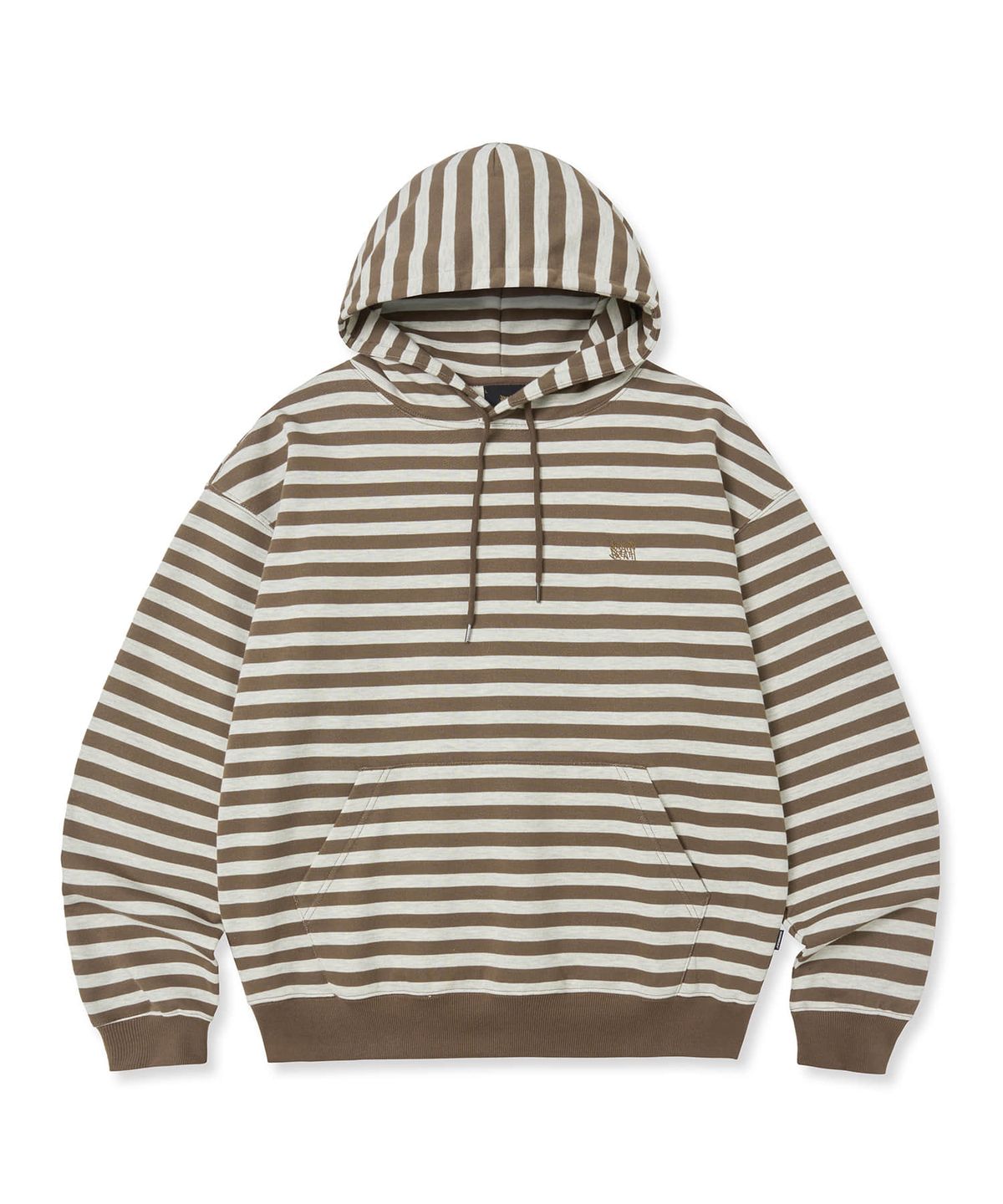 브라운브레스(BROWNBREATH) STRIPE TAG HOODIE - OATMEAL