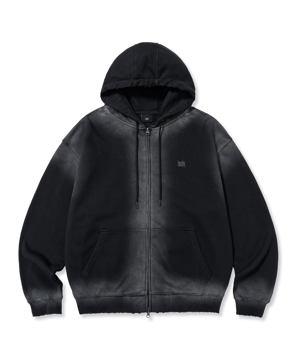 브라운브레스(BROWNBREATH) BROKEN TAG DIRTY HOOD ZIP UP - BLACK