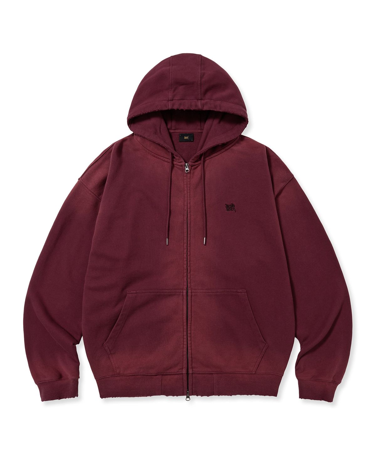 브라운브레스(BROWNBREATH) BROKEN TAG DIRTY HOOD ZIP UP - BURGUNDY