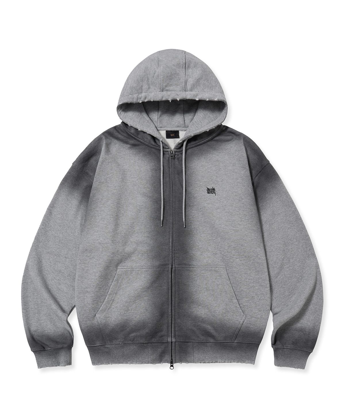 브라운브레스(BROWNBREATH) BROKEN TAG DIRTY HOOD ZIP UP - MELANGE GREY
