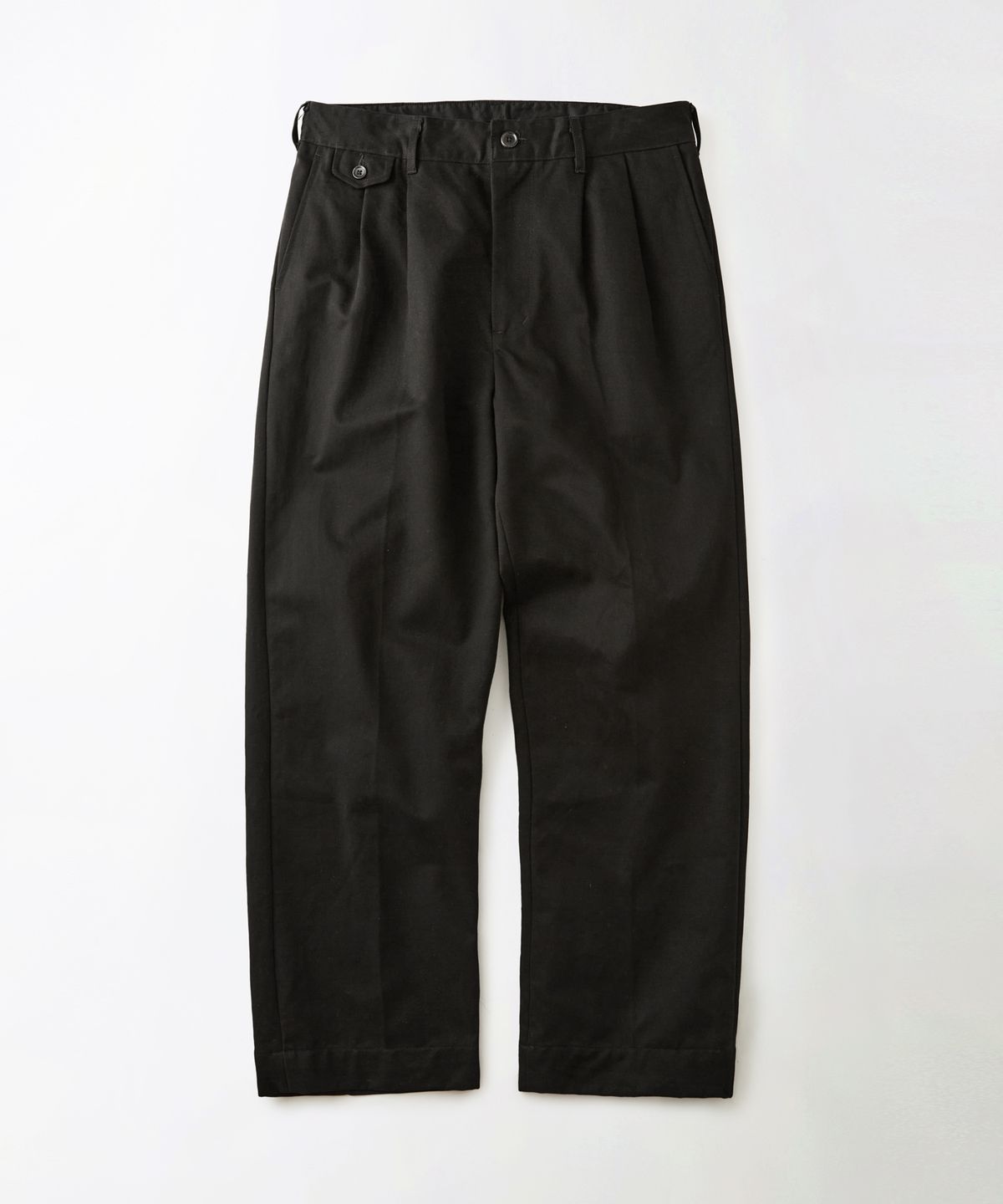 아웃스탠딩(OUTSTANDING) HIGH DENSITY COTTON DOUBLE PLEATED PANTS_BLACK