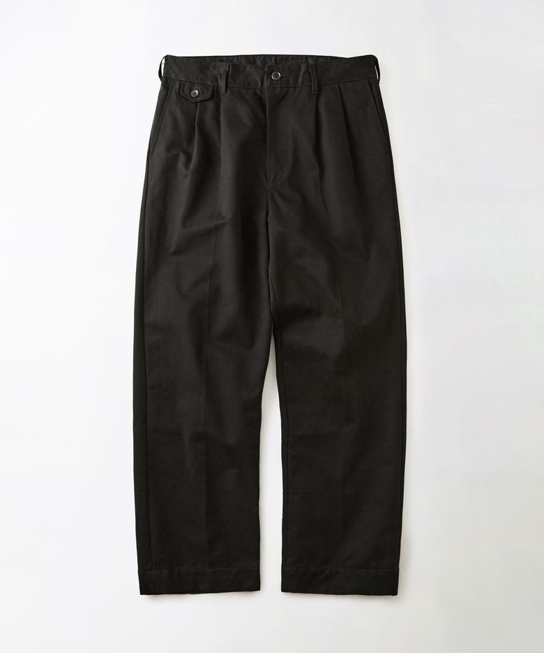 HIGH DENSITY COTTON DOUBLE PLEATED PANTS_BLACK
