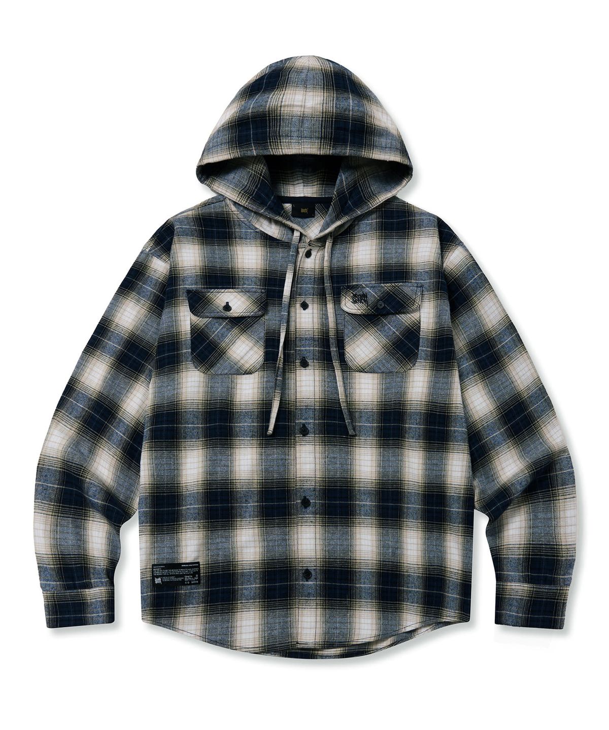 브라운브레스(BROWNBREATH) PATCH CHECK HOOD SHIRTS - NAVY
