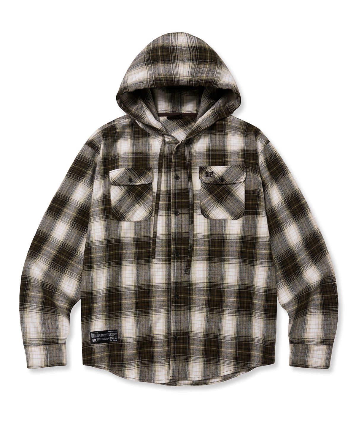 브라운브레스(BROWNBREATH) PATCH CHECK HOOD SHIRTS - BROWN