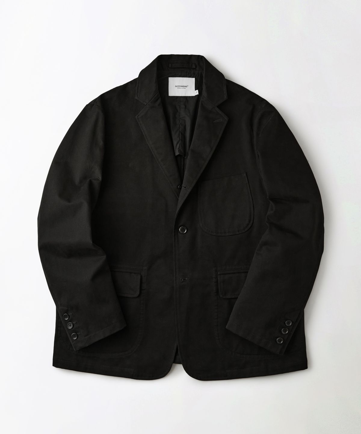 아웃스탠딩(OUTSTANDING) HIGH DENSITY COTTON CLASSIC 3-BUTTON JACKET_BLACK
