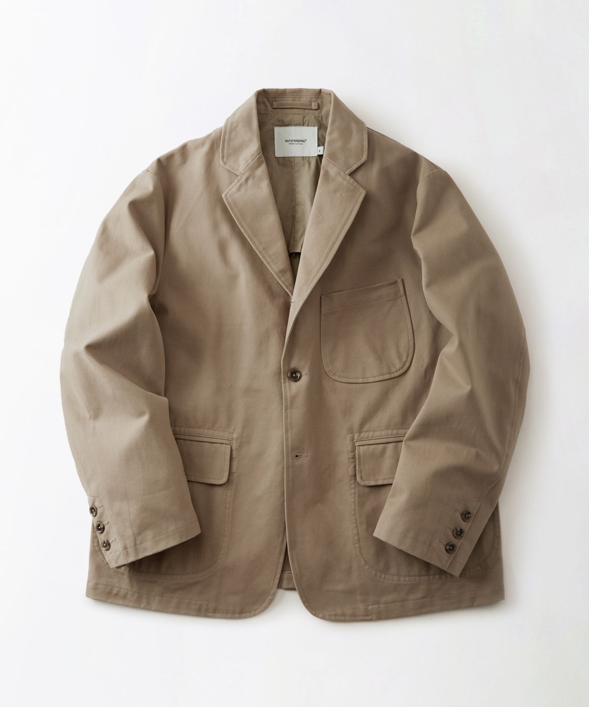 아웃스탠딩(OUTSTANDING) HIGH DENSITY COTTON CLASSIC 3BUTTON JACKET_BEIGE