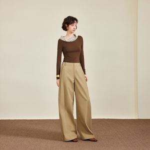 YY_Casual straight wide pants_BEIGE