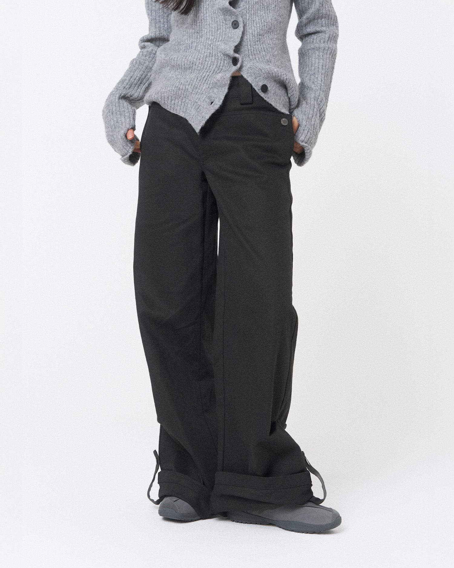 MUSINSA公式 | MISEKI SEOUL Flap layered wide pants BLACK